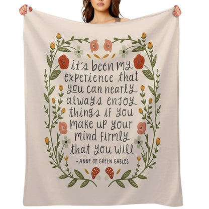 Anne of Green Gables Enjoy Things Quote Throw Blanket
