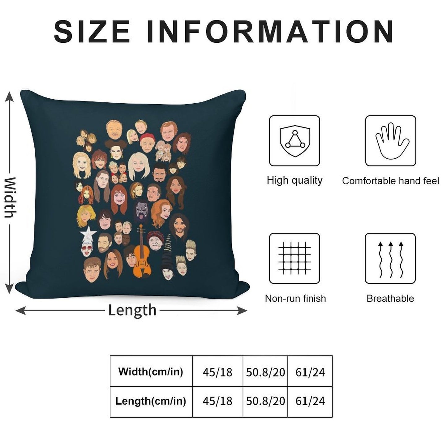 Icons of The Eurovision Song Contest Soft High-Density Material Throw Pillow