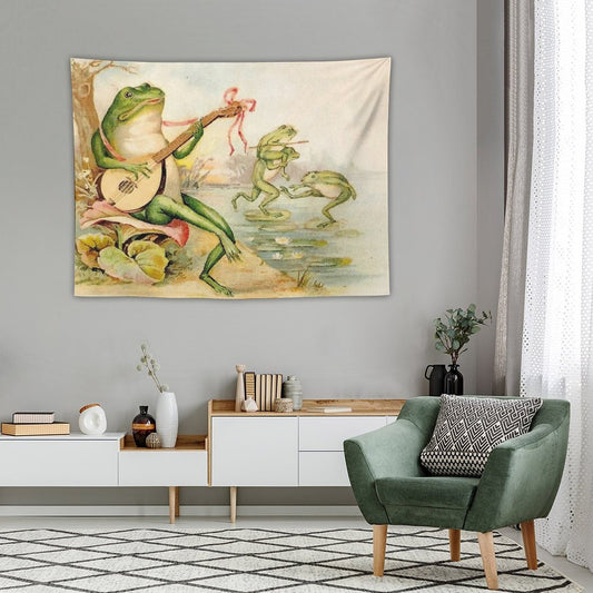 FROG STRUMMING  Vintage Abstract Entertainment Print Tapestry