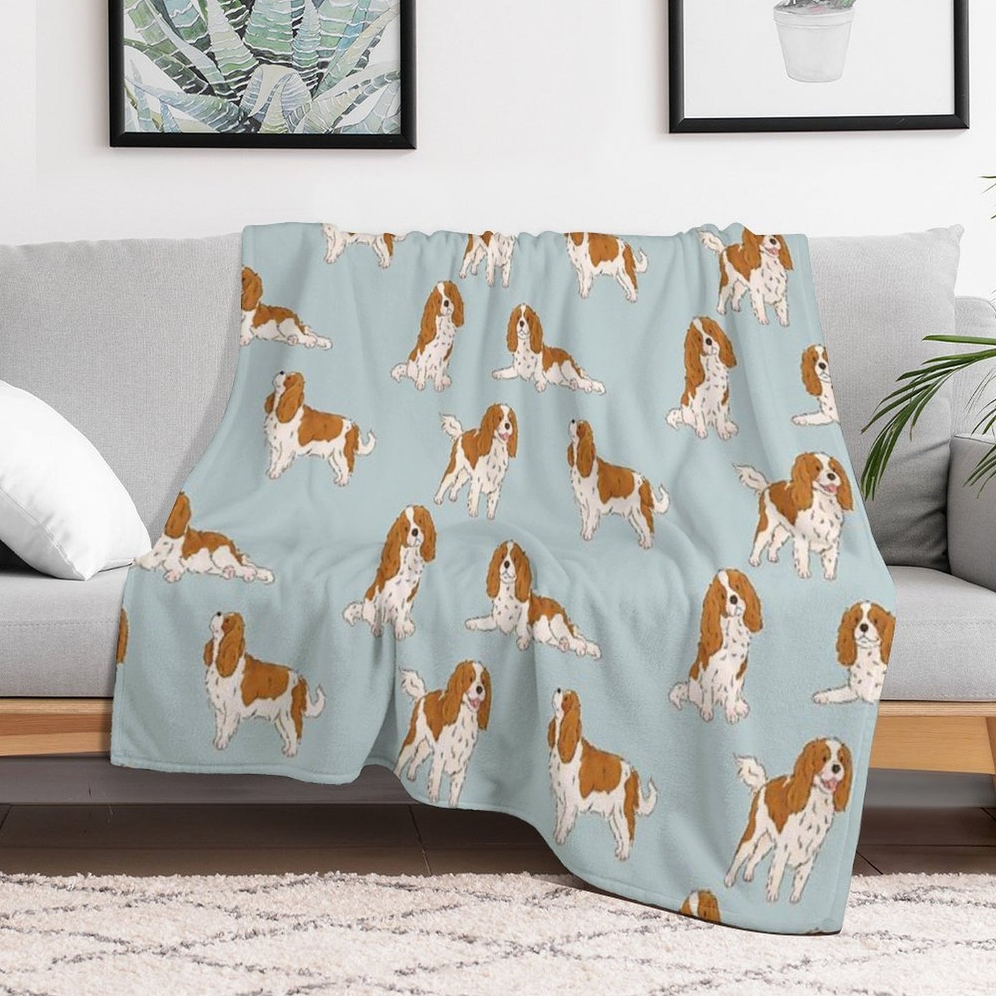 Blenheim Cavalier King Charles Spaniel Dog Throw Blanket