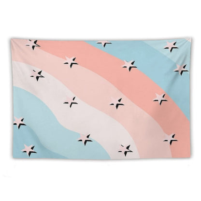 Cotton Candy Stars Striped Pattern Tapestry