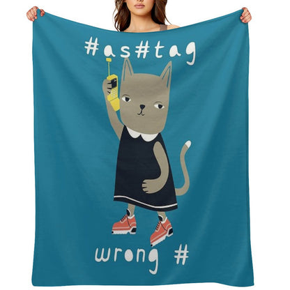 Hashtag Kitty Throw Blanket