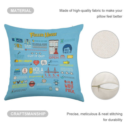 Fuller House Quotes Linen Throw Pillow Cover