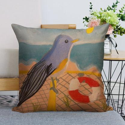 A Bird’s Beach Vibe Linen Throw Pillow Cover