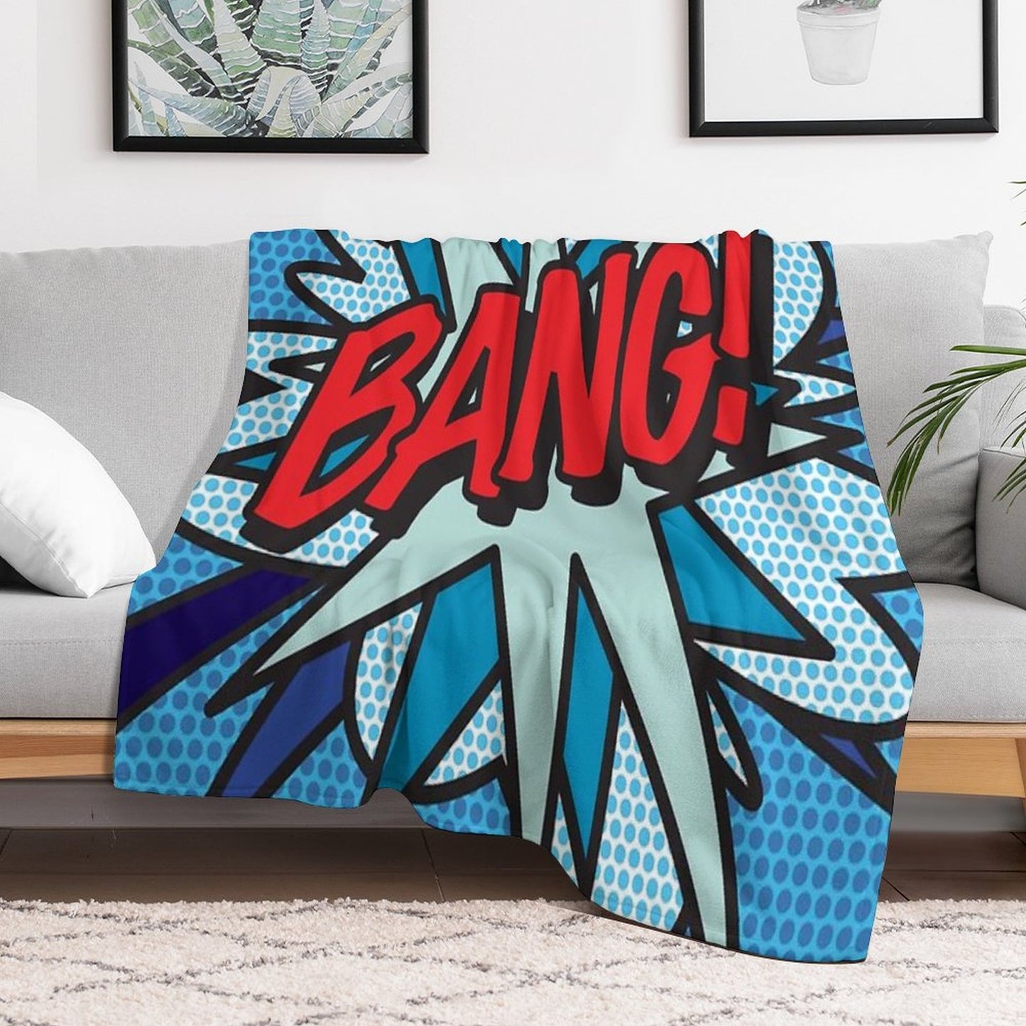 BANG Comic Book Pop Art Modern Fun Graphic Throw Blanket