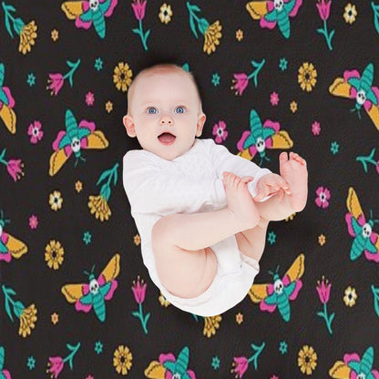 Death's Head Butterflies And Flowers Throw Blanket