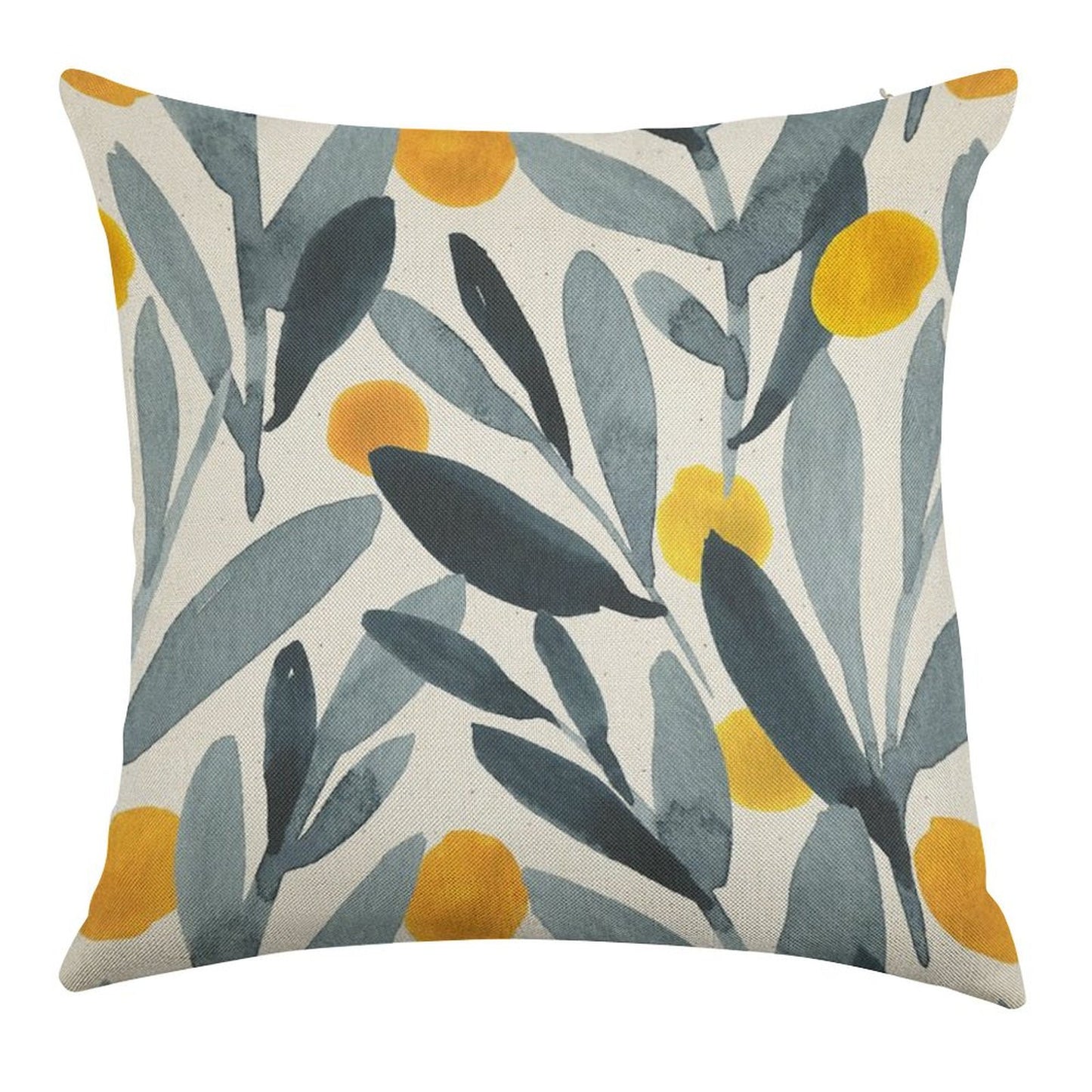 Indigo Mustard Linen Throw Pillow Cover