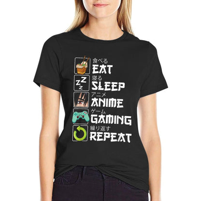 Eat Sleep Anime Gaming Repeat Kawaii Otaku Anime Manga T-Shirt