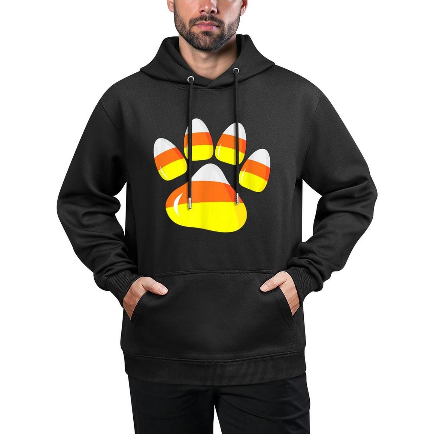 Halloween Costume Candy Corn Paw Dog Funny Pet For Dog Owner for Men Women Kids Medium-Weight Fabric Hoodie