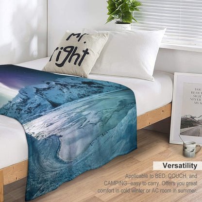 Aurora Borealis on Jokulsarlon - Iceland Throw Blanket