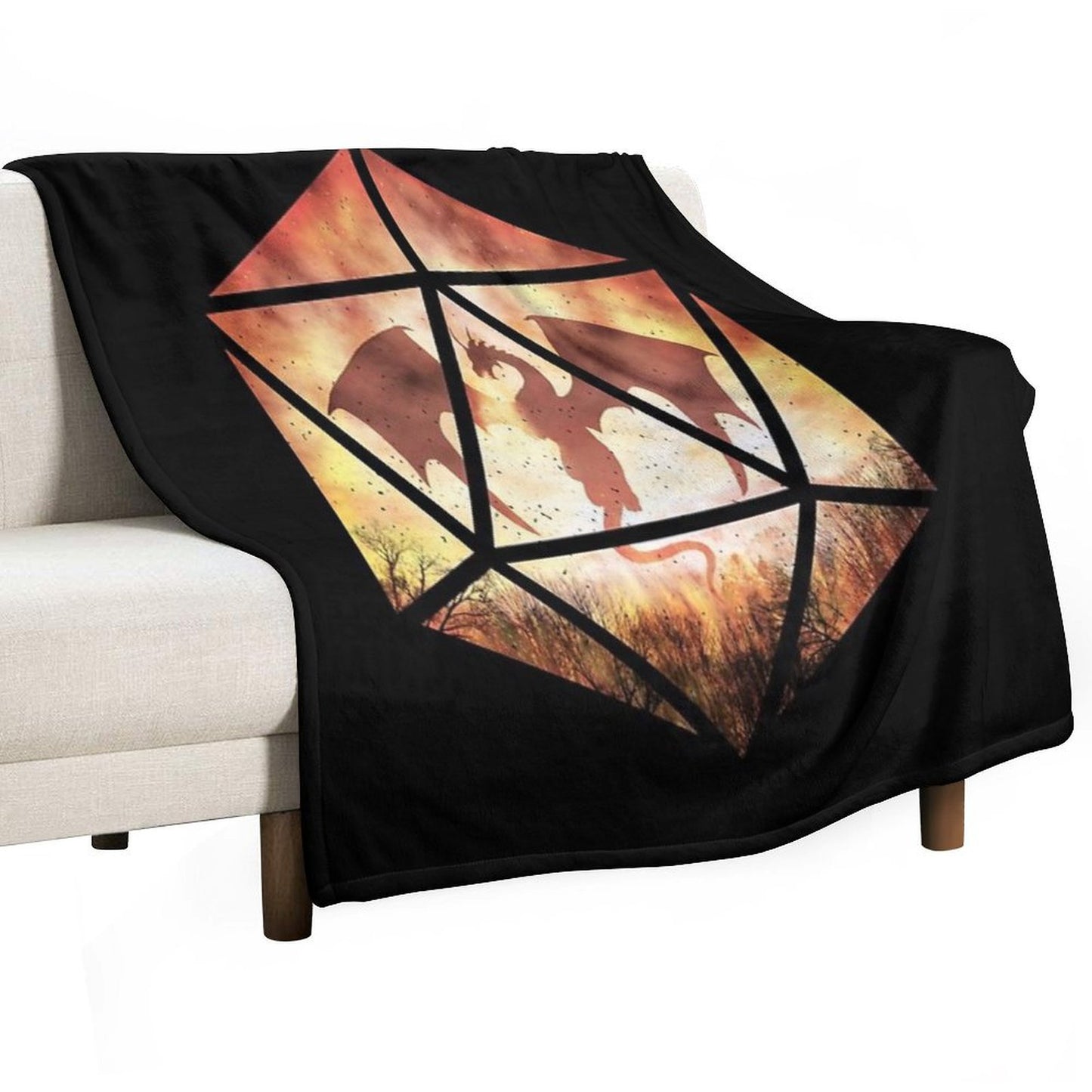 Fire Dragon D20 Throw Blanket