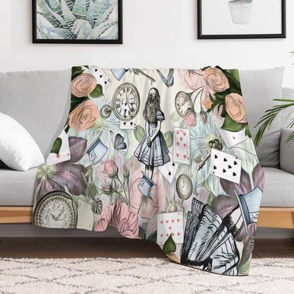 Alice In Wonderland  Collage Throw Blanket