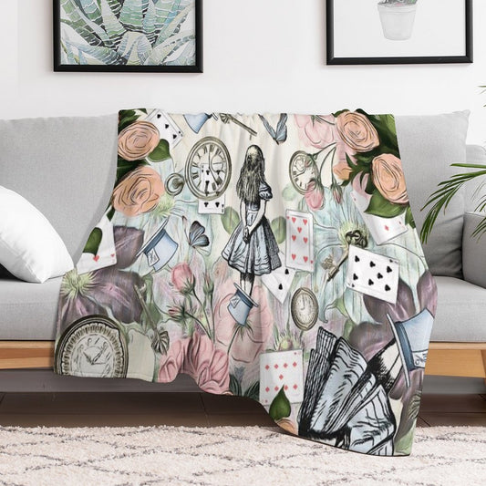 Alice In Wonderland  Collage Throw Blanket