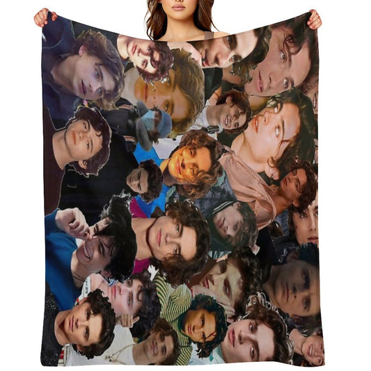 Timothée Chalamet Photo Collage Throw Blanket
