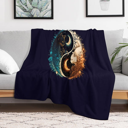 Cat Yin Yang Throw Blanket