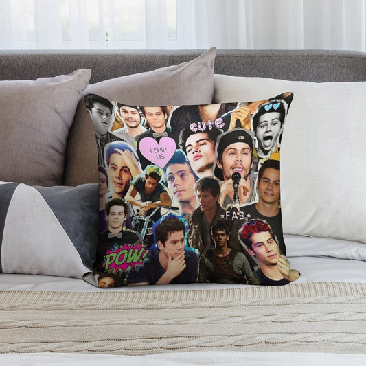 Dylan O'Brien Collage Soft Skin-Friendly Throw Pillow
