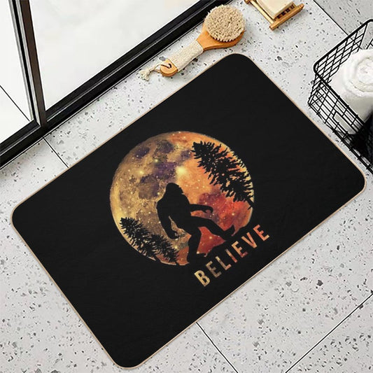 Bigfoot Sasquatch Full Moon Silhouette Believe  Dirt-Trapping Bath Mat