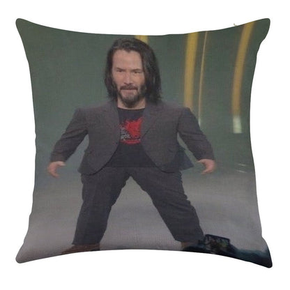 Baby Keanu Reeves Linen Throw Pillow Cover