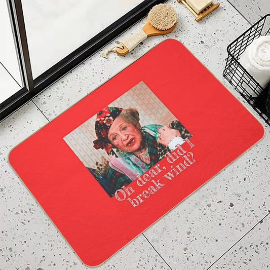 Oh Dear, Did I Break Wind  Christmas Vacation (Red Border) Bath Mat