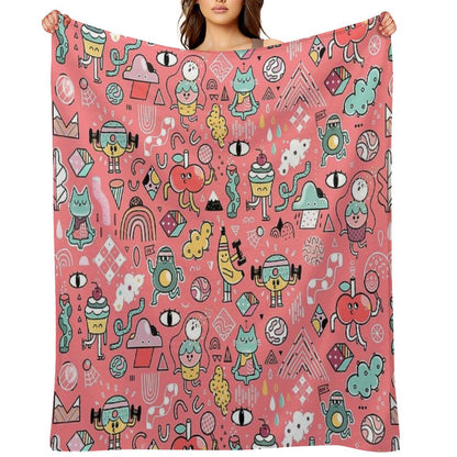 Funny Crazy Avocado, Banana, Ice Cream, Apple, Cat, Cupcake. Fitness Food. Throw Blanket