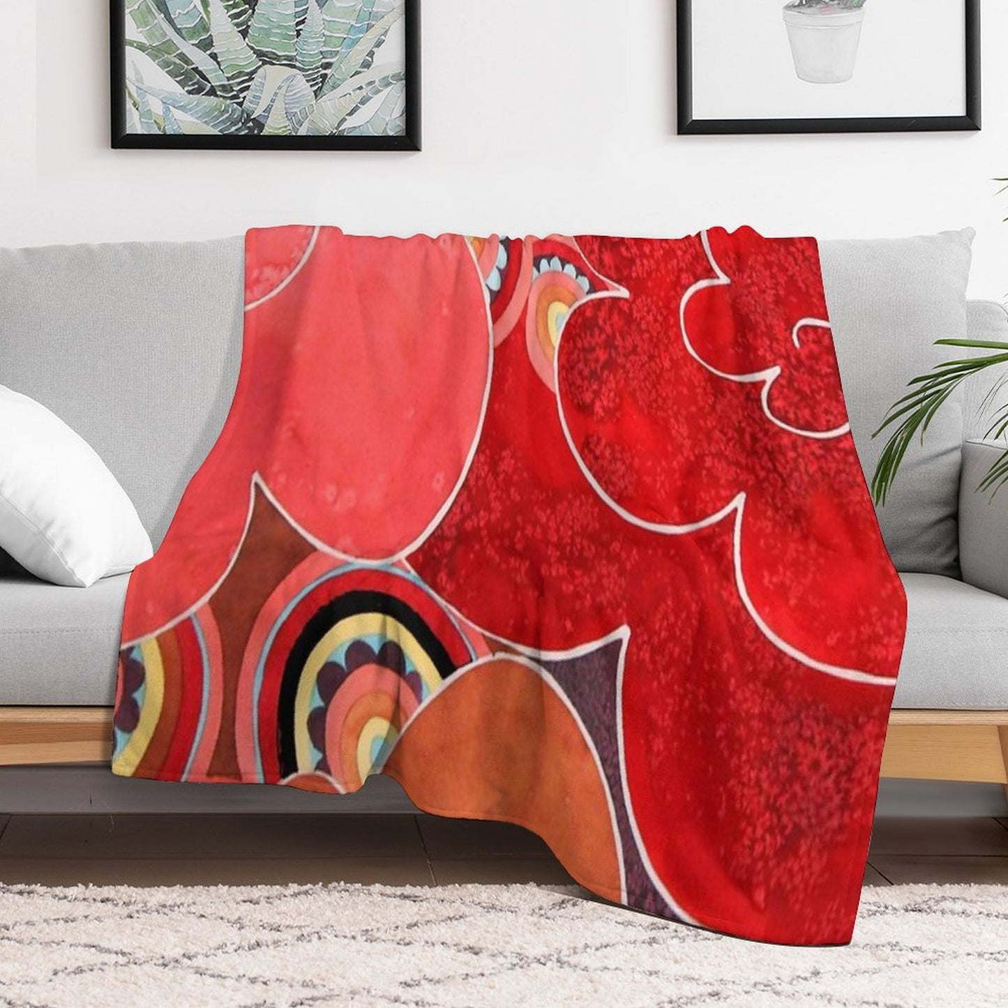 Abstract Flowers Throw Blanket