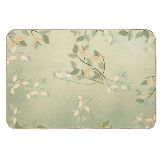 Sage Green Watercolor Woodland Leaves Bath Mat