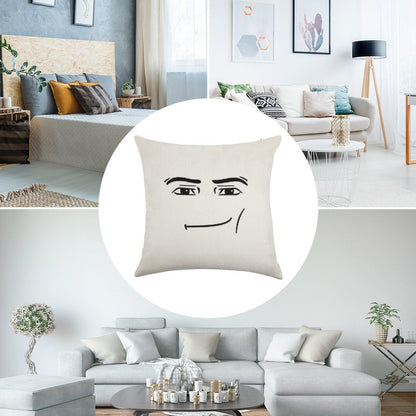 Man Face Linen Throw Pillow Cover