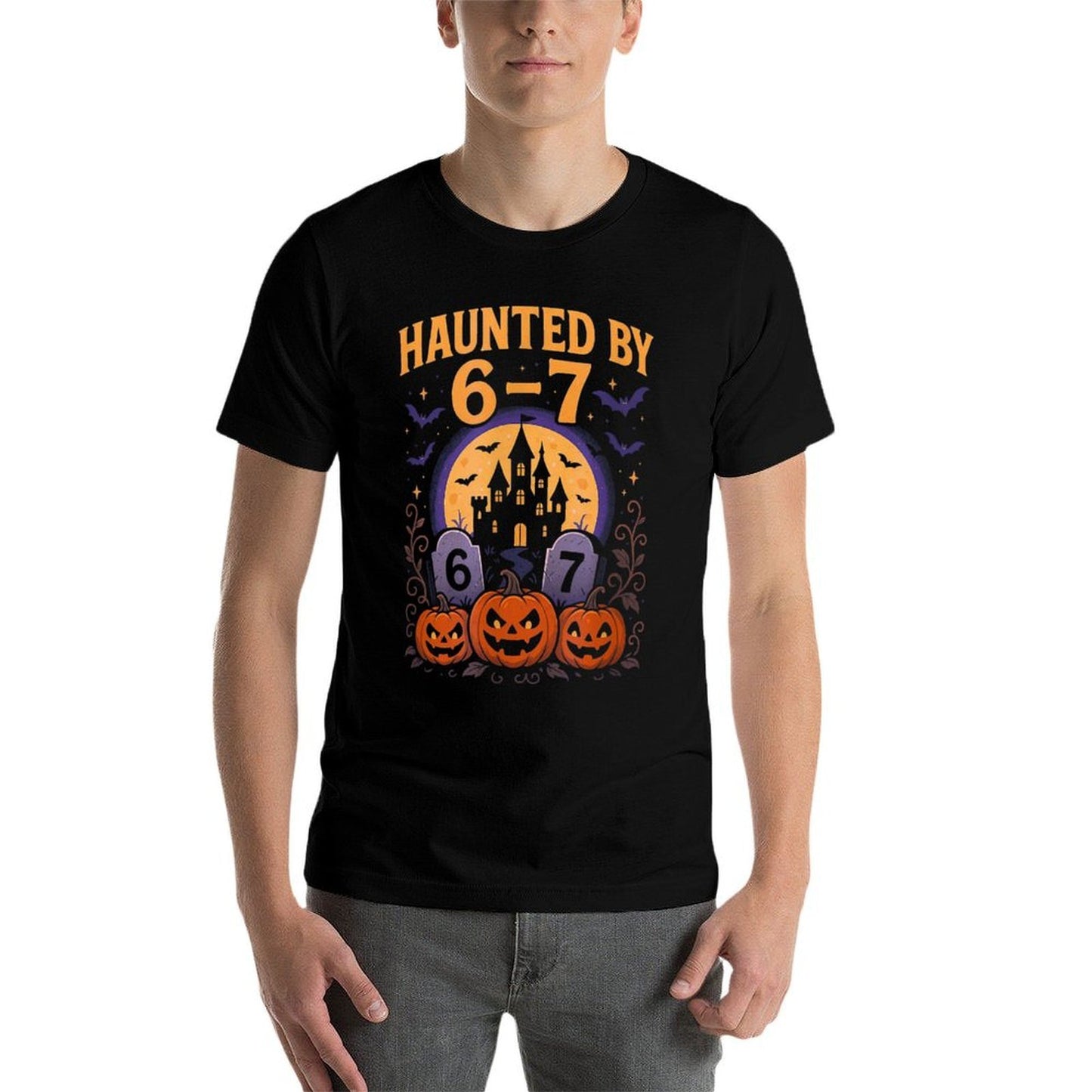 67 Funny Six Seven Gen Alpha Z Halloween 67 Haunted by 67  Rolled Sleeves T-Shirt