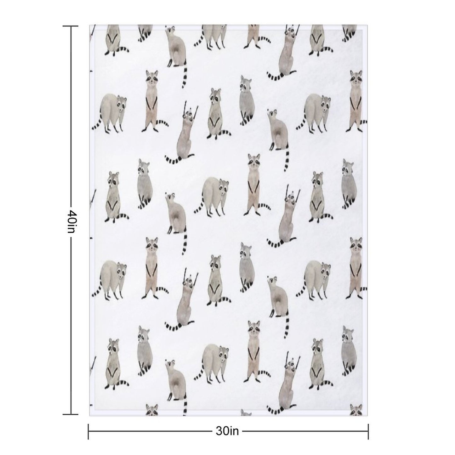 Raccoon Pattern Throw Blanket