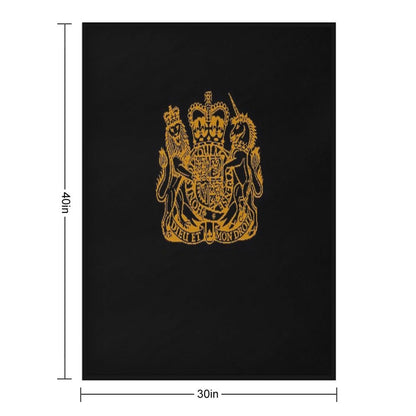 Elizabeth II Royal Coat of Arms Emblem Throw Blanket