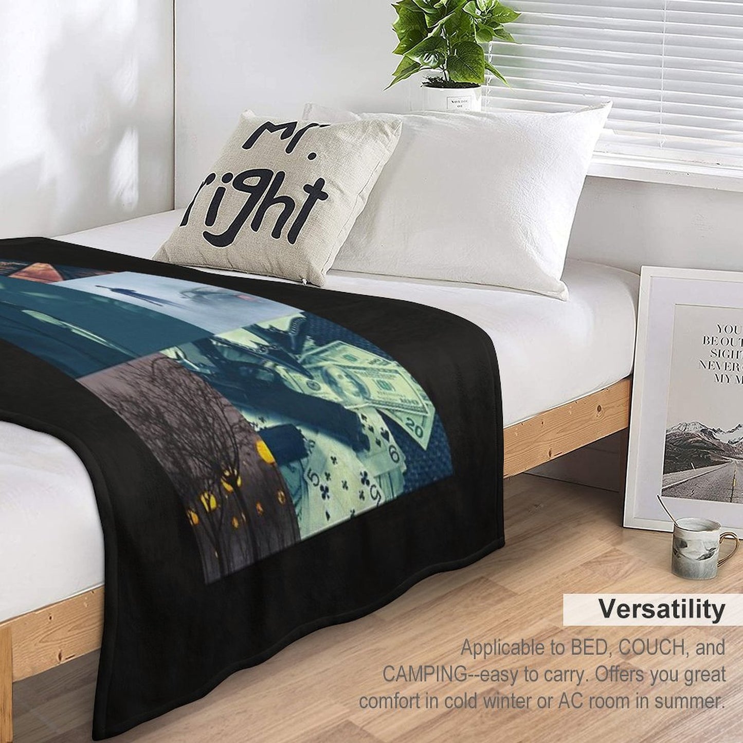 Film Noir Celebration of Old Movies Throw Blanket