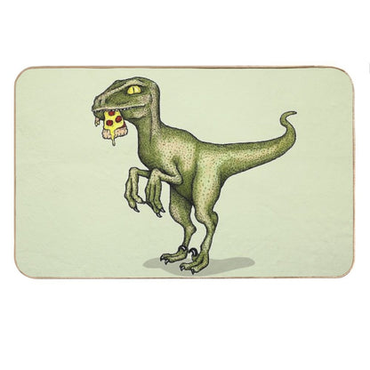 Raptor Dinosaur Eating Pizza Slice Bath Mat