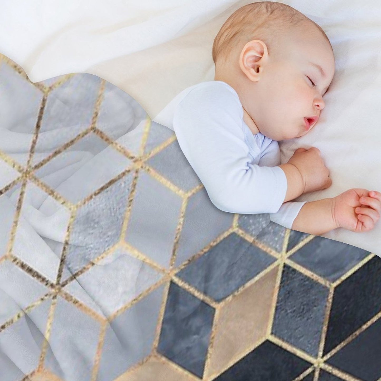 Soft Blue Gradient Cubes Throw Blanket