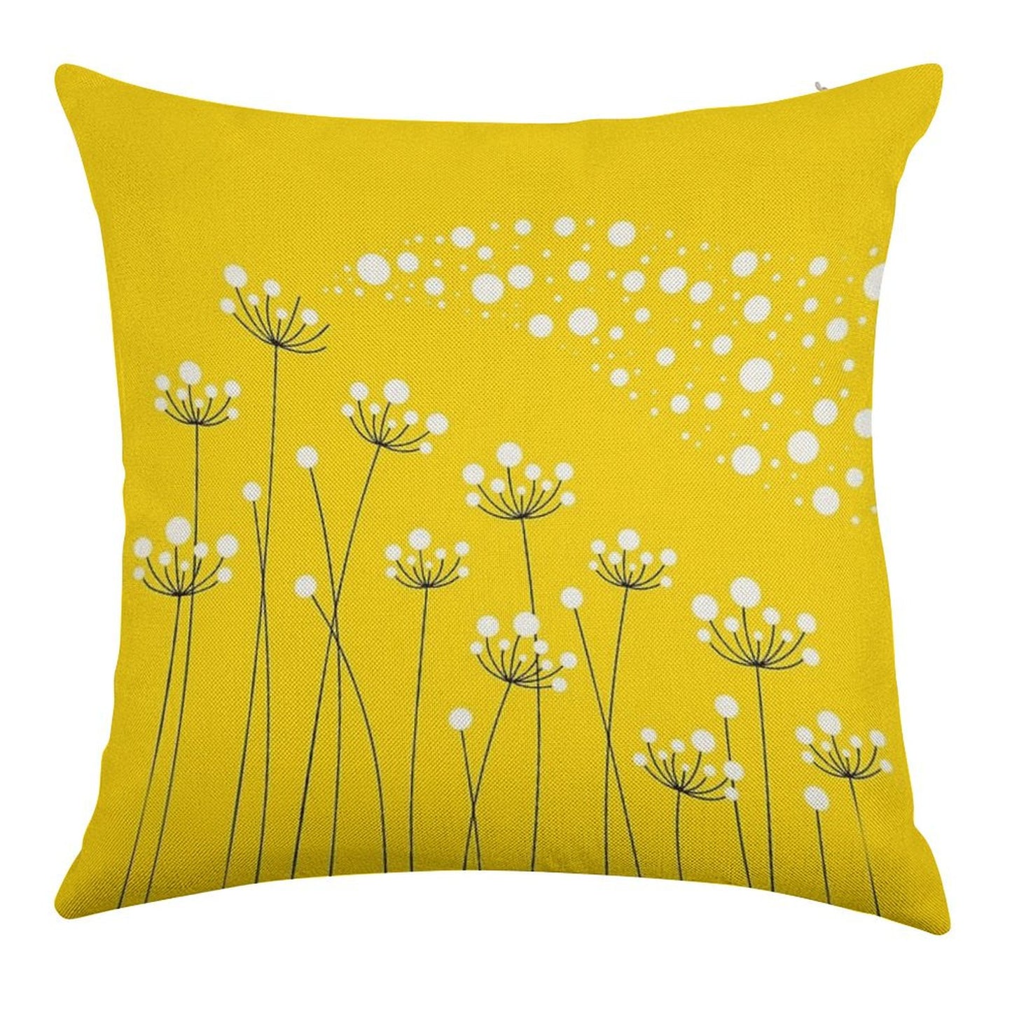 Dandelions (on Yellow) Linen Throw Pillow Cover