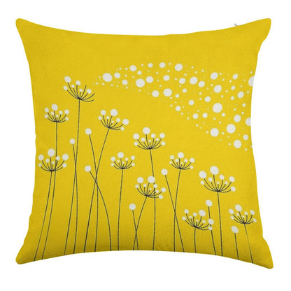 Dandelions (on Yellow) Linen Throw Pillow Cover
