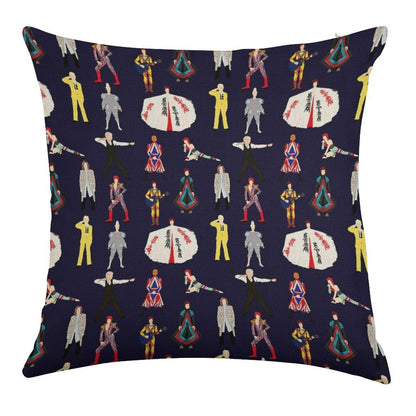 The Bowie Experience Line-up Linen Throw Pillow Cover