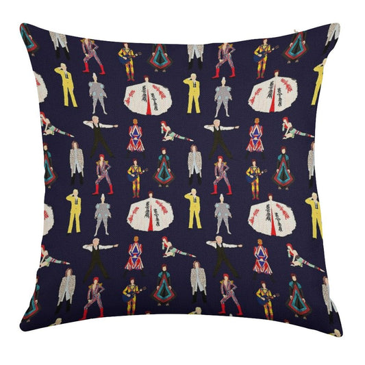 The Bowie Experience Line-up Linen Throw Pillow Cover