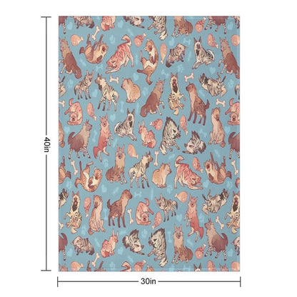 Hyenas in Cerulean Throw Blanket