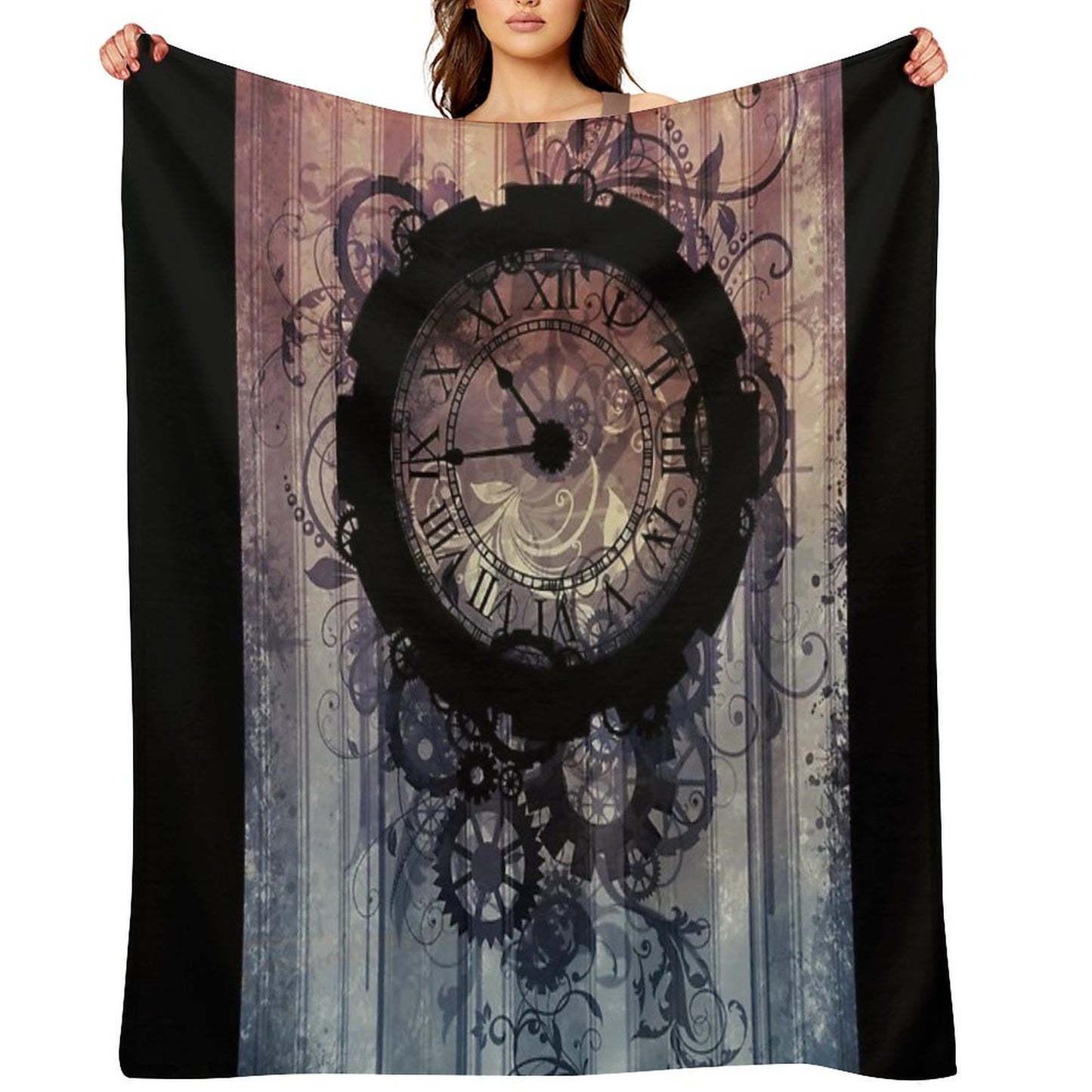 Steampunk Clock Throw Blanket
