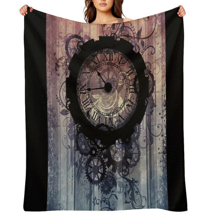 Steampunk Clock Throw Blanket