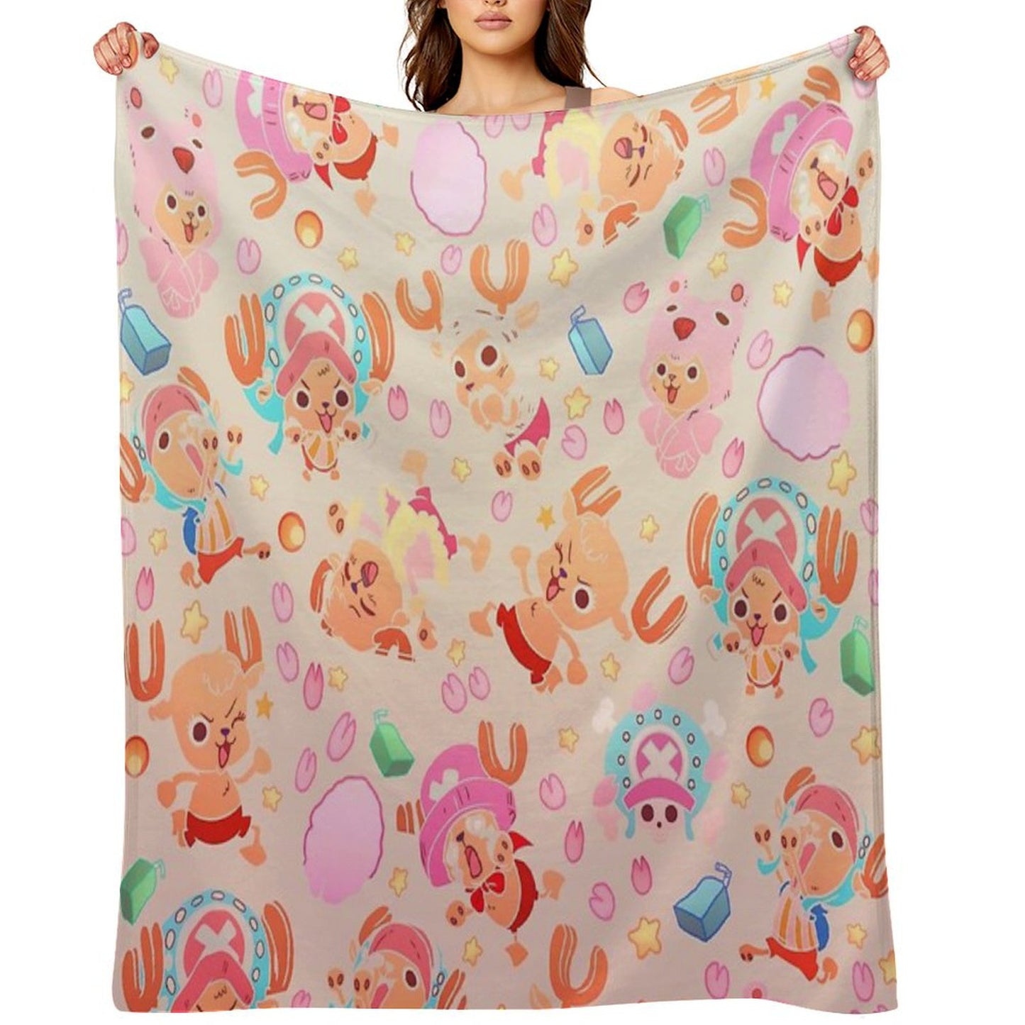 ONE PIECE! TONY TONY Chopper! Pattern IN CREAM Throw Blanket