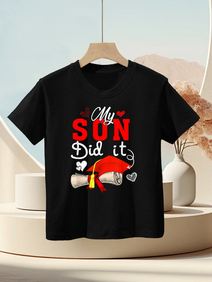 My Son Did It Cute Graduate Cap Proud Son Graduation Kids T-Shirt