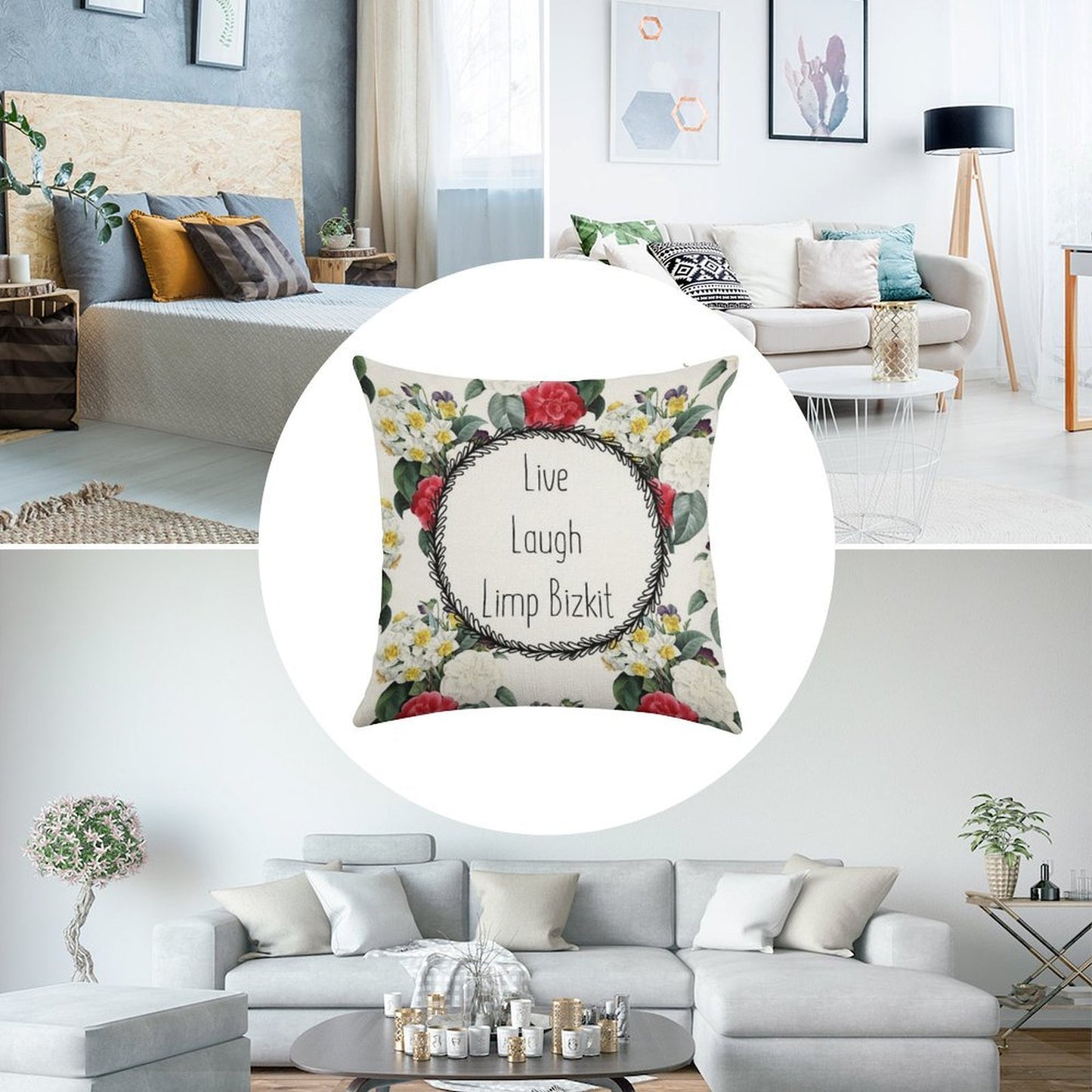 Live Laugh Limp Bizkit Linen Throw Pillow Cover