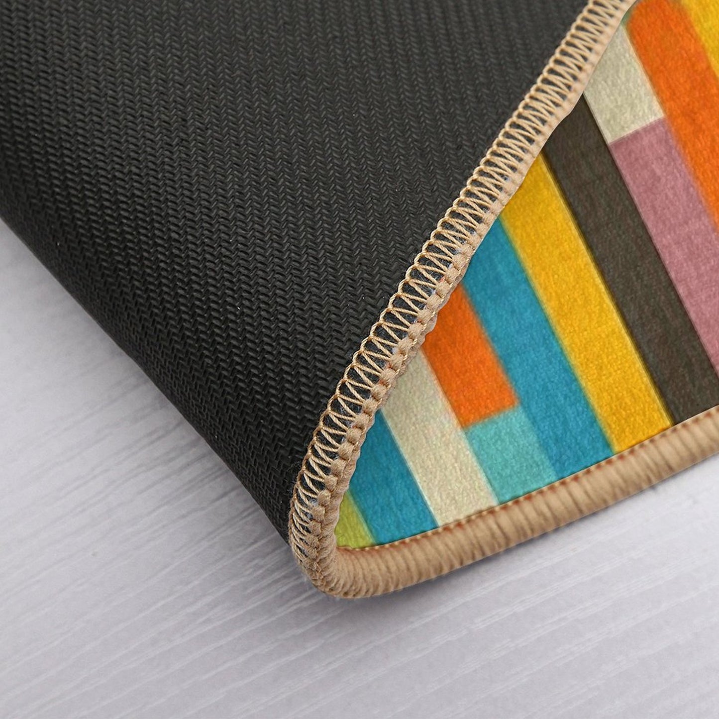Retro Color Block Popsicle Sticks Orange Bath Mat