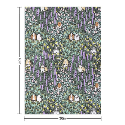 Guinea Pigs And Garden Herbs Pattern Throw Blanket