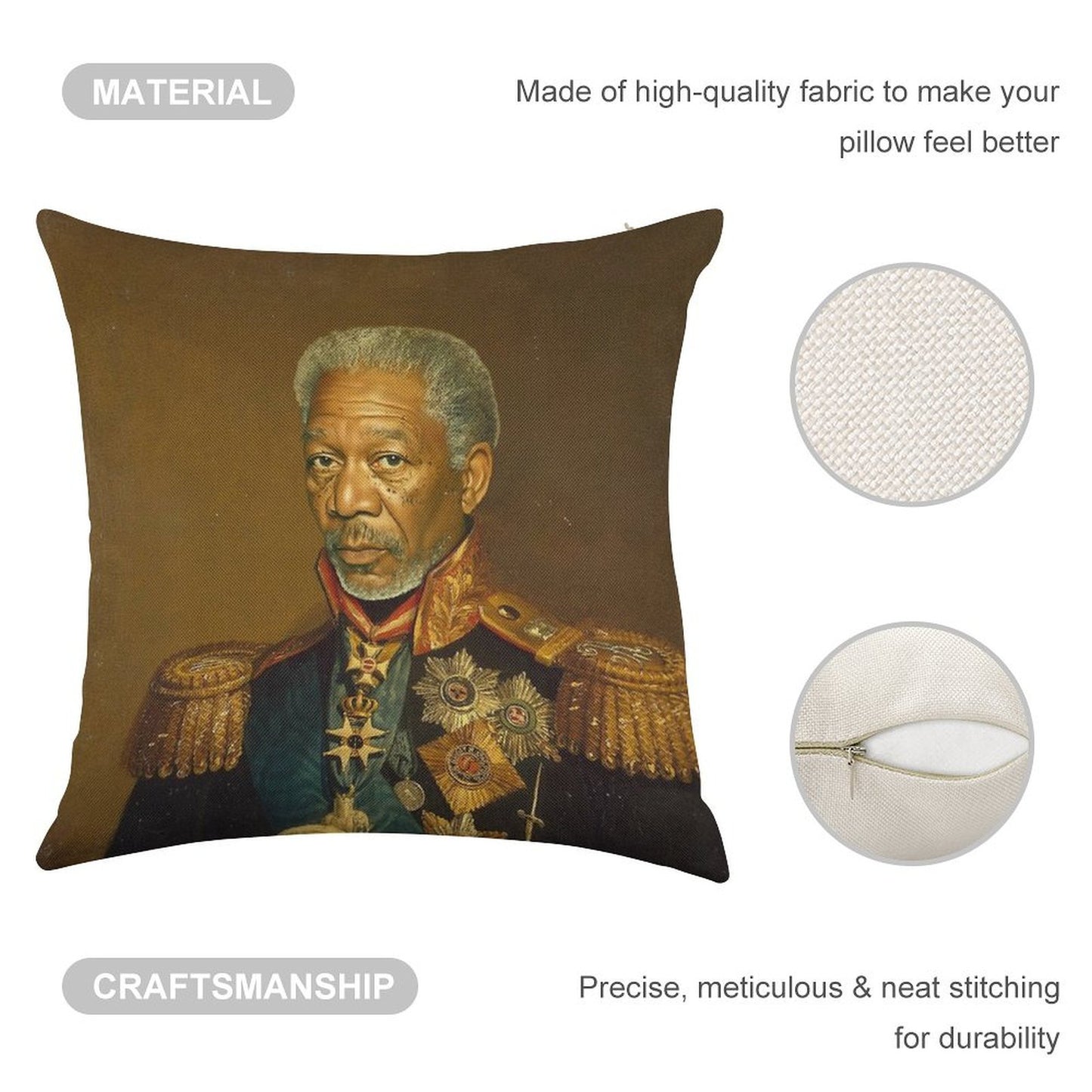 Morgan Freeman - Replaceface Linen Throw Pillow Cover