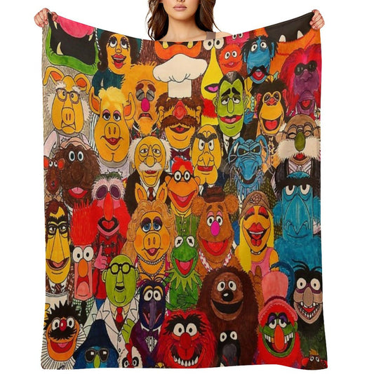 Retro Cartoon The Muppet Art Pattern Throw Blanket
