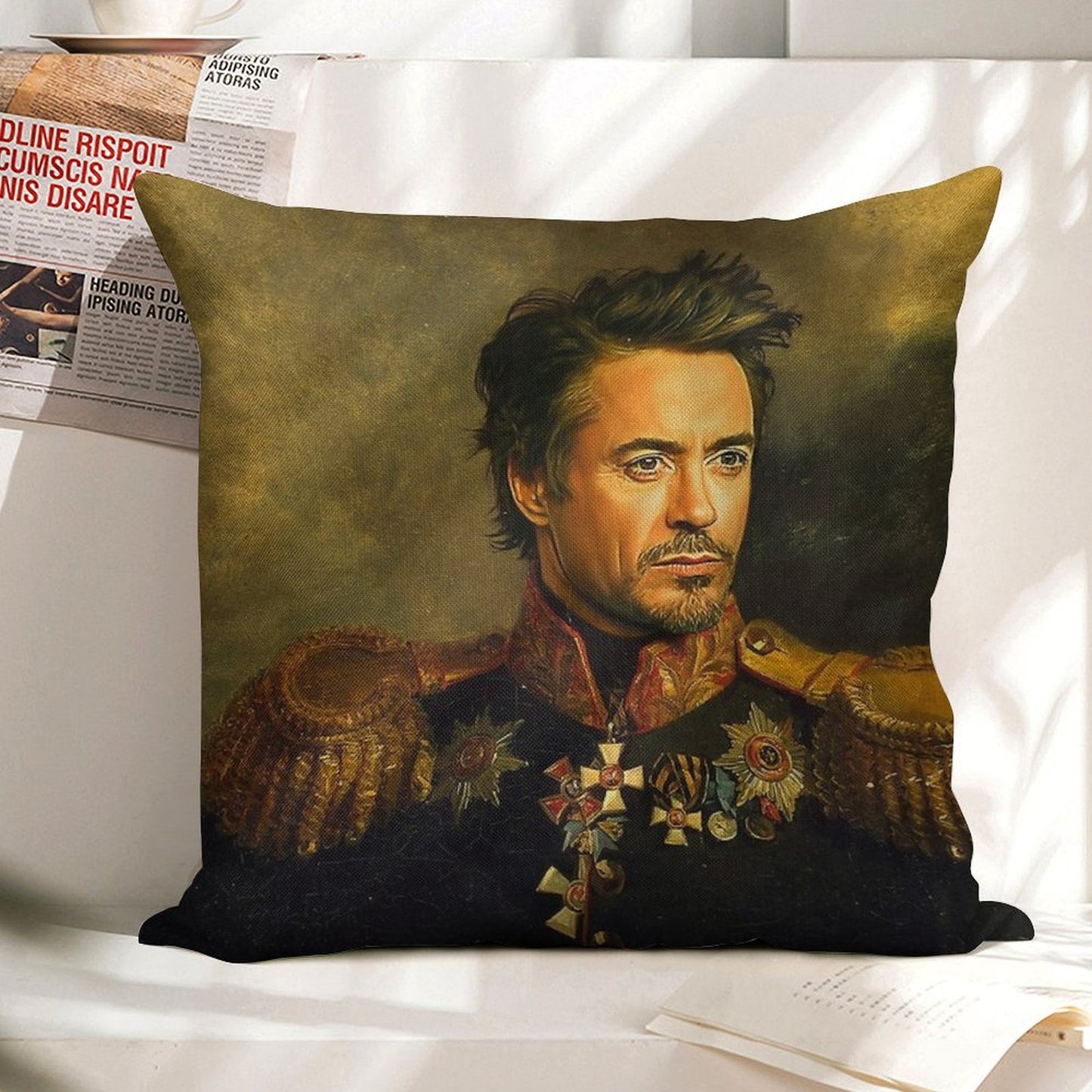 Robert Downey Jr - Replaceface Linen Throw Pillow Cover