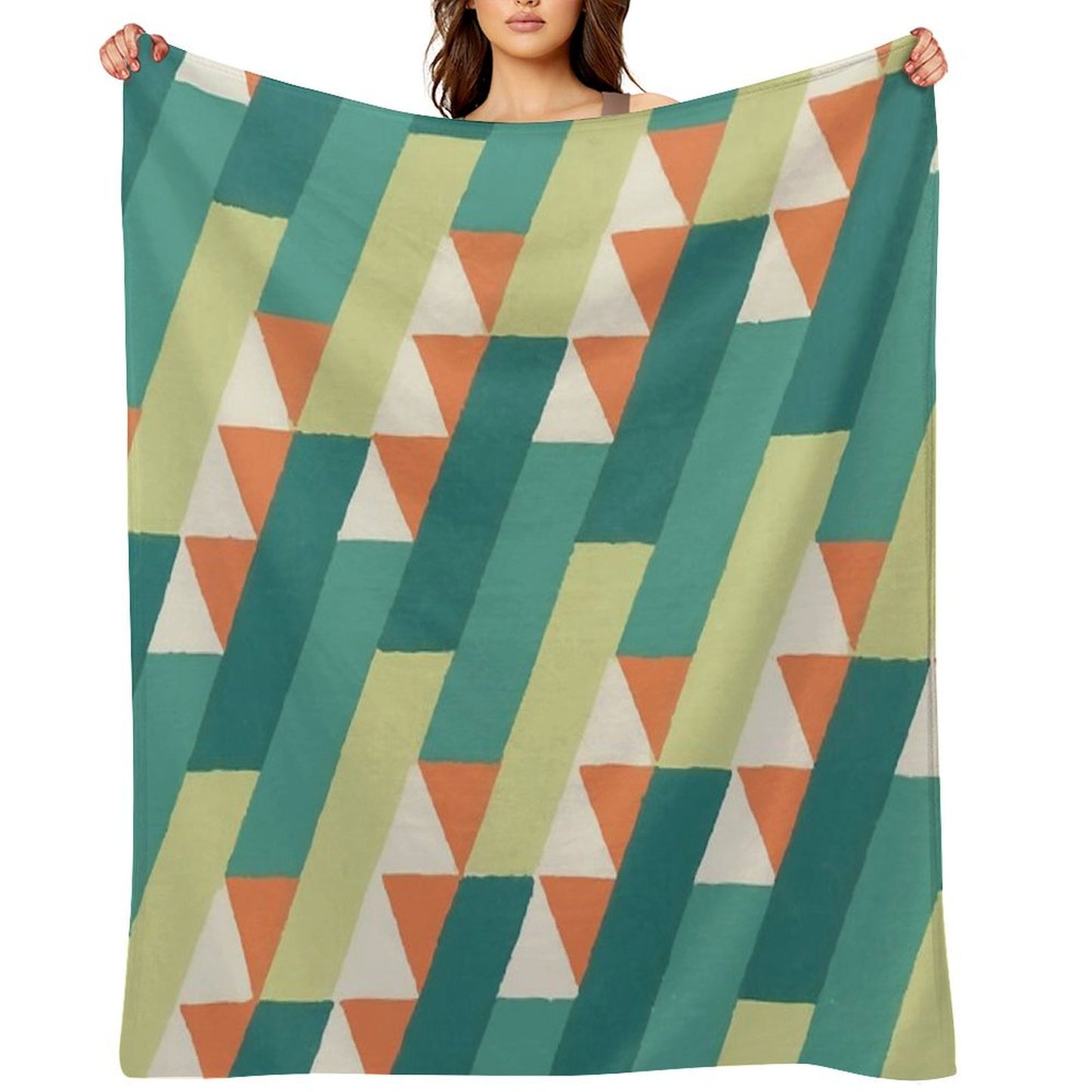 Diagonal Geometric Pattern – Vibrant Retro Style Throw Blanket