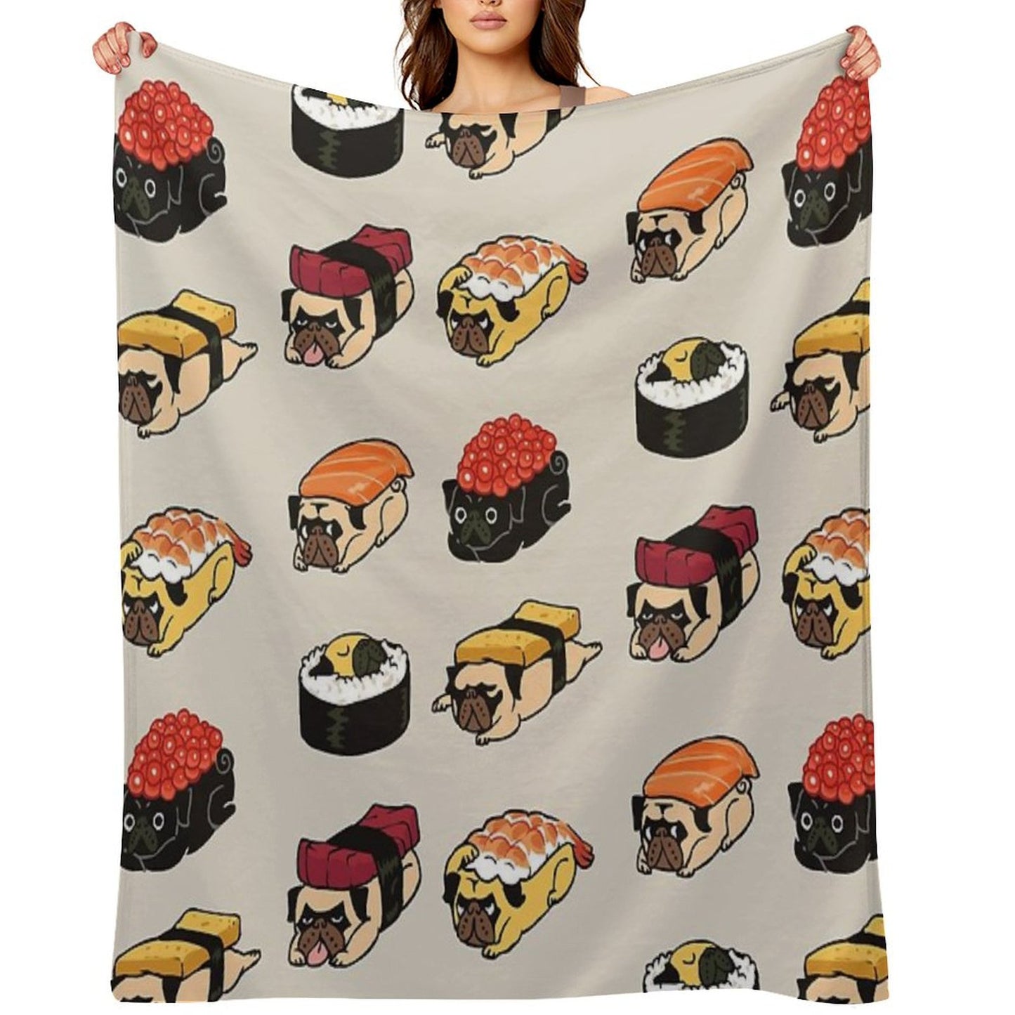 Sushi Pug Throw Blanket